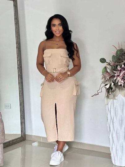 VESTIDO CARGO DRILL LIVIANO - 0116